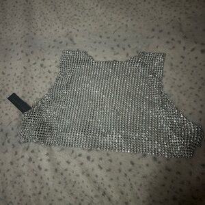 Silver Chainmail Crop Top